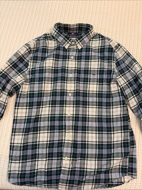 Vineyard Vines Green, Navy & White Plaid Slim-Fit Tucker Shirt